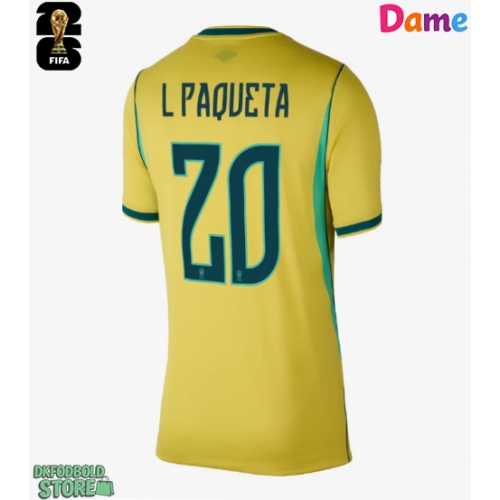 Brasilien Lucas Paqueta #20 Replika Hjemmebanetrøje Dame VM 2026 Kortærmet
